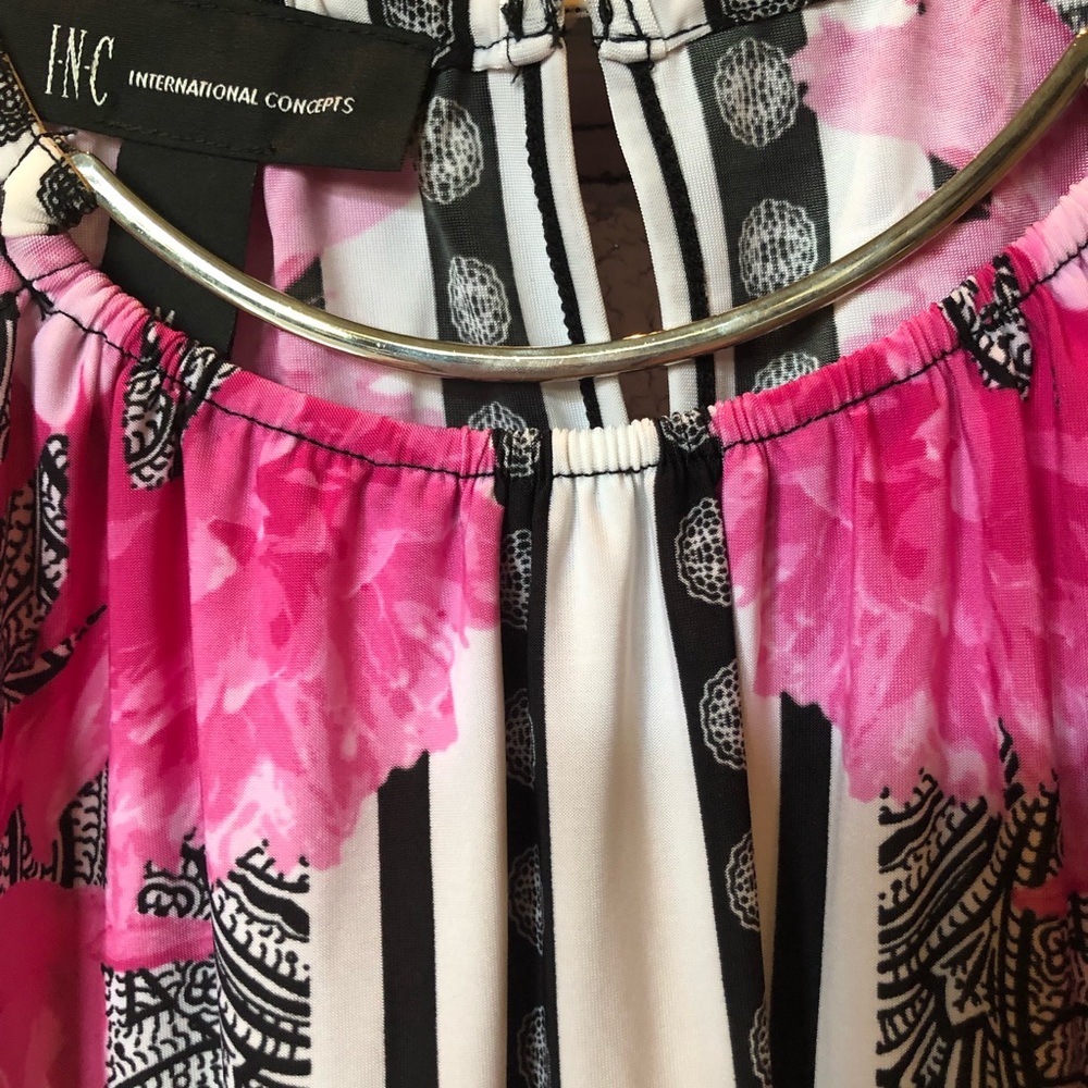 INC International Concepts Pink and Black Sleeveless Top - Picture 4 of 4